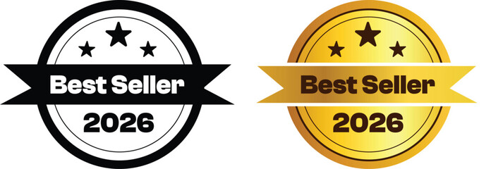 Best Seller 2026 Award Badge in Gold and Black Design