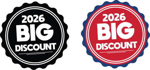 Fototapeta premium 2026 Big Discount Badge in Red and Black Design