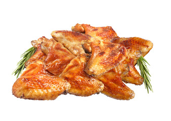 grilled chicken wings with rosemary on transparent background
