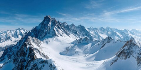 Obraz premium High-Quality Panoramic Mountain Summit View with Snowy Alpine Peaks Inspiring Travel Adventure Content for Young Professionals and Social Media Campaigns