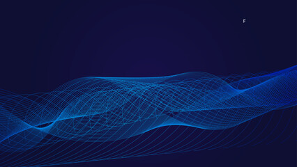 Blue line wave gradient background. Minimalist cover with vibrant perspective line wave in motion. Futuristic technology concept. social media, cover, banner, flyer, music, ads. vector illustration