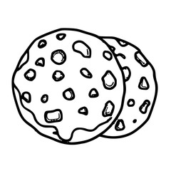 Fototapeta premium Black and white doodle style cookies vector illustration for snack and dessert food design projects