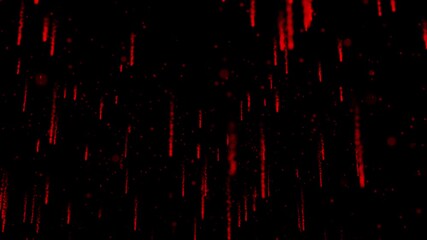 Abstract red particle rain on black background. Glowing digital particles fall vertically, ideal for overlays, intros, or futuristic concepts. Seamless loop - Powered by Adobe