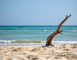 Serene Driftwood Sandy Beach with Ocean View
