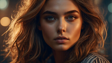 a dreamy eyed female model