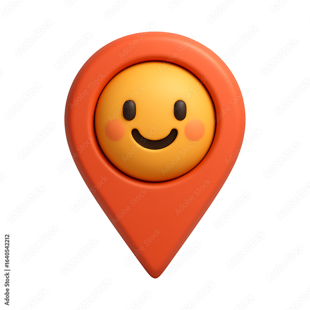 Poster 3d smiling location pin icon isolated on a transparent background