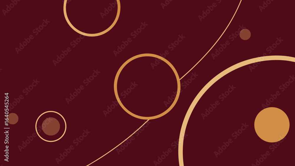 Poster abstract circles and lines on burgundy background pattern