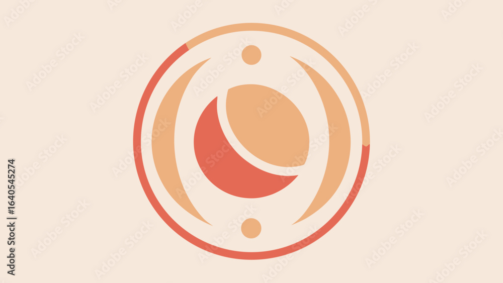 Poster abstract circular design with crescent moon shape circle