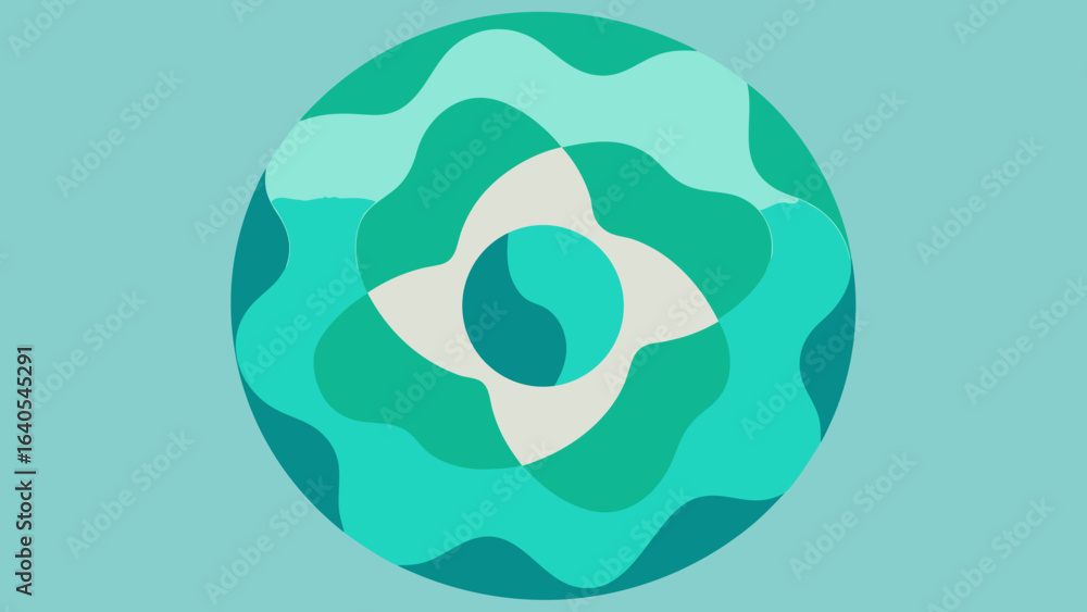 Poster abstract circular design with waves and four petals
