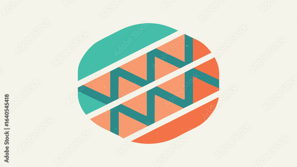 Aufkleber abstract geometric circle with zigzag pattern vector
