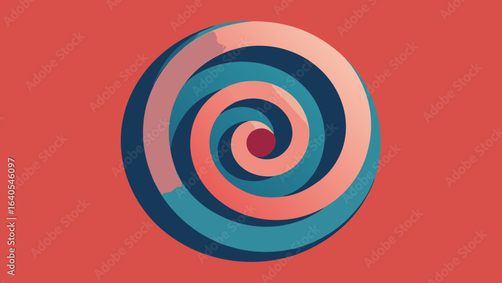 Poster abstract swirl with gradient colors on red background