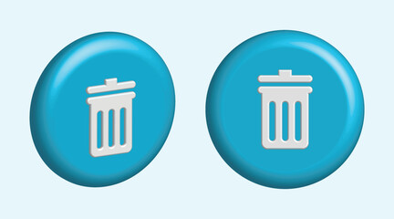 3D Trash Can Icon Set