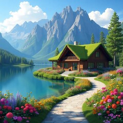 Fototapeta premium lake in the mountains