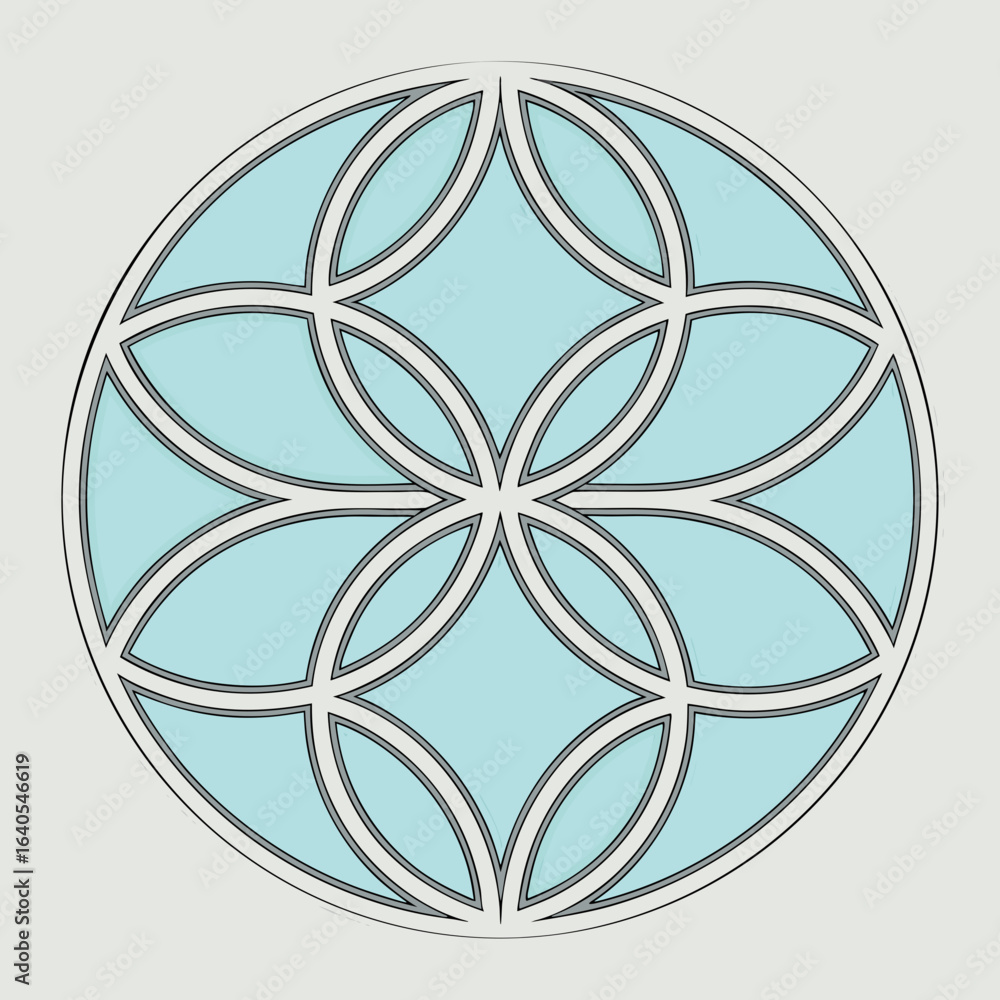 Poster circular geometric pattern with intersecting arcs illustration