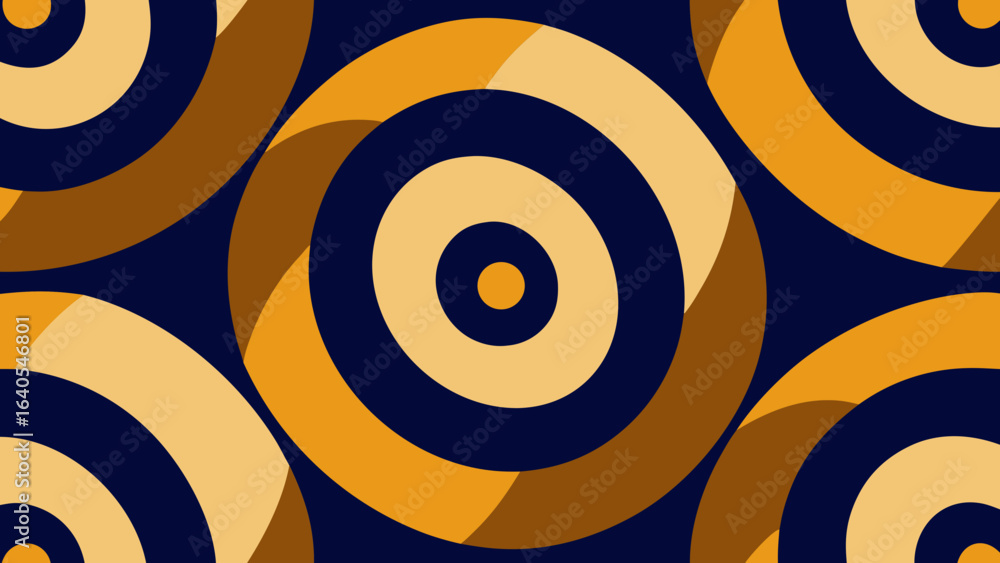 Poster concentric circles pattern in orange brown and navy