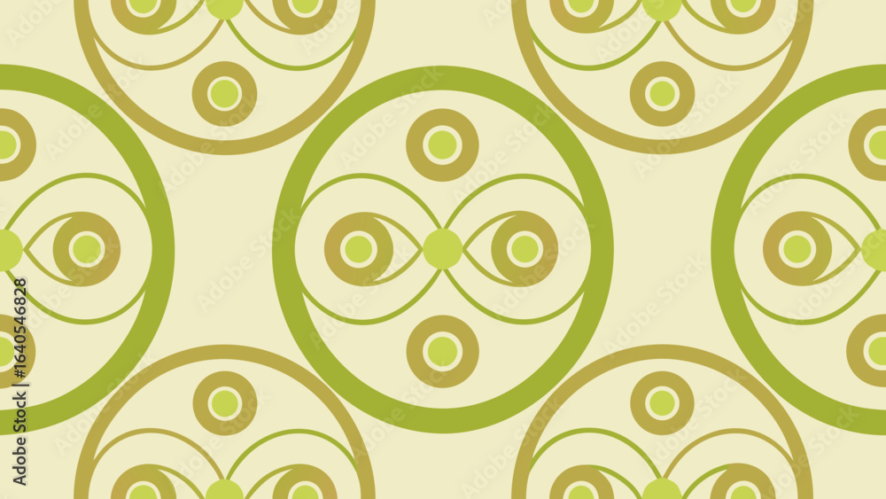 Poster cream background with repeating olive green circular patterns