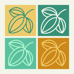 Four Leaf Icons in Different Color Blocks symbol nature