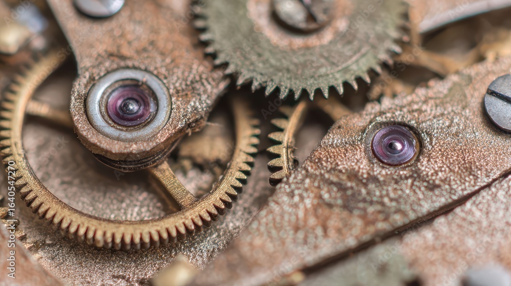 Poster close-up view of intricate gears and mechanisms.
