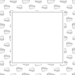 Food frame. doodle fast food square frame. hand drawn food and beverage frame background. food background