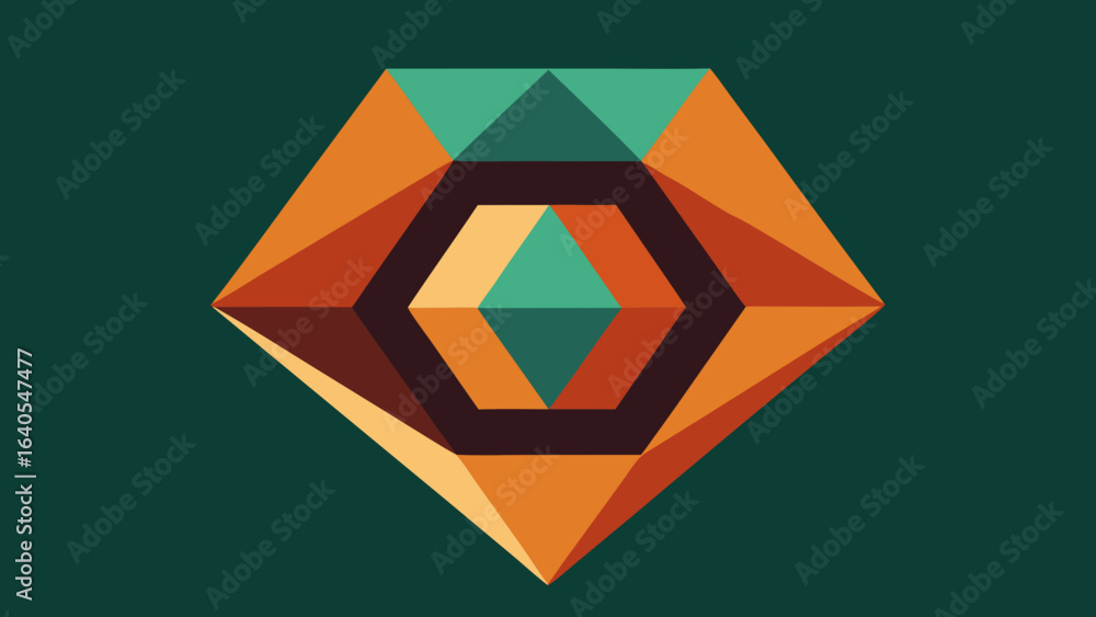Poster geometric diamond shape with hexagonal core abstract