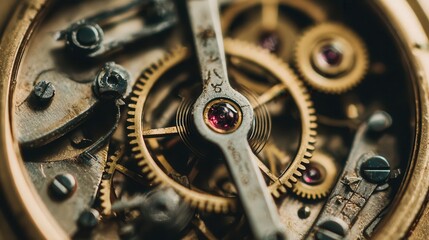 Close-up view of intricate watch gears and mechanism.