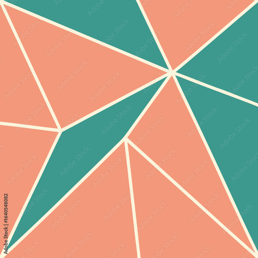 Aufkleber geometric pattern with coral and teal triangles abstract