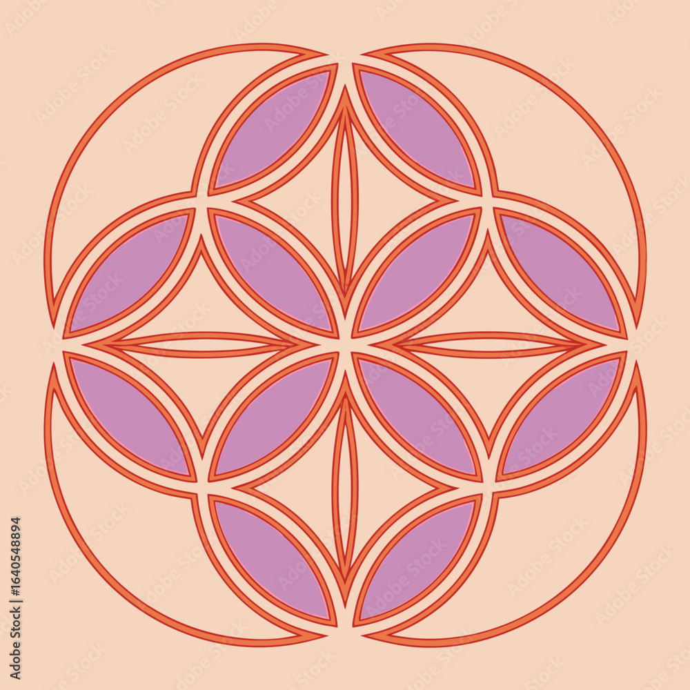 Poster interlocking geometric circles pattern symmetrical
