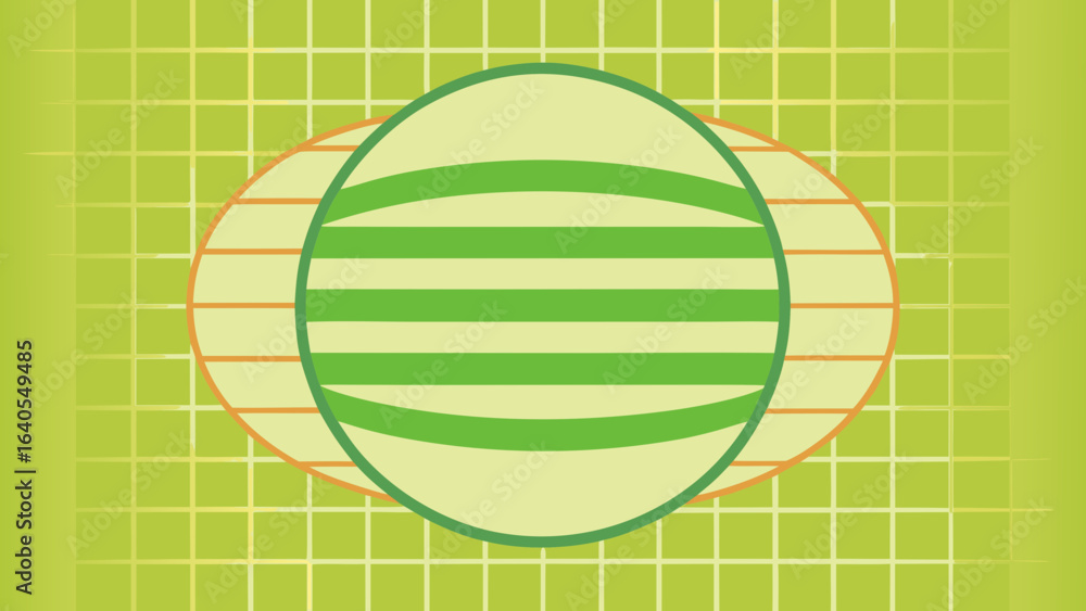 Poster oval grid with striped circle design abstract pattern
