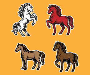 A collection of horse vector illustrations. Perfect for logos, stickers, and t-shirt designs.