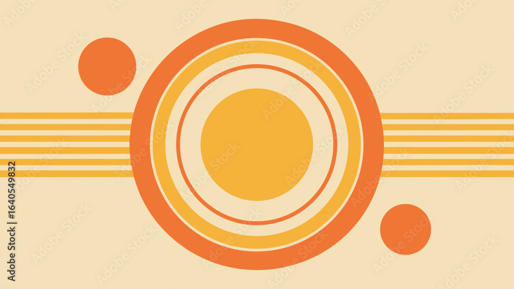 Poster retro concentric circles and stripes abstract background