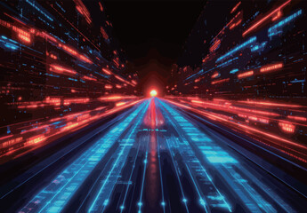 Fototapeta premium A computer generated image of a tunnel. The image has a futuristic and technological feel to it