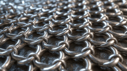 Chainmail texture with interlocking metal rings and reflective surfaces 