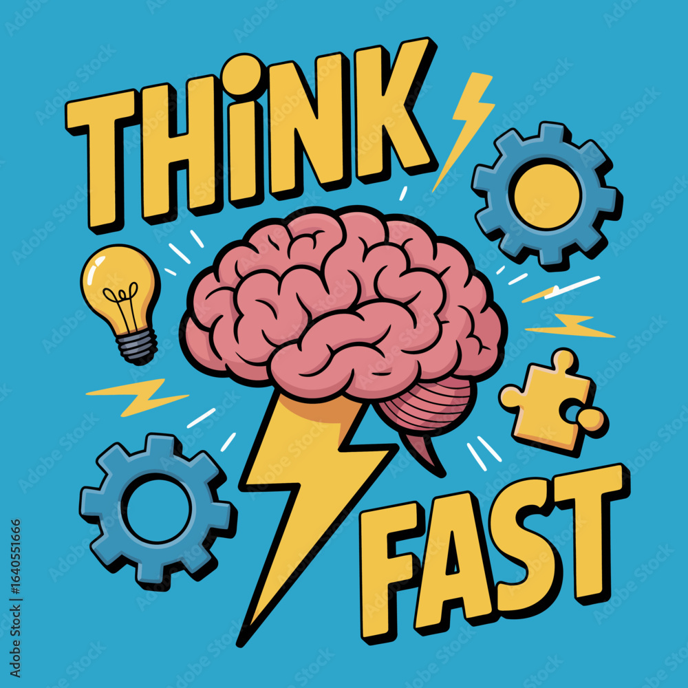 Poster creative brainstorming and innovation concept with a pink brain lightbulb gears and puzzle piece on 