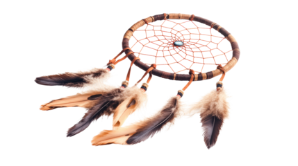 Traditional dreamcatcher with feathers
