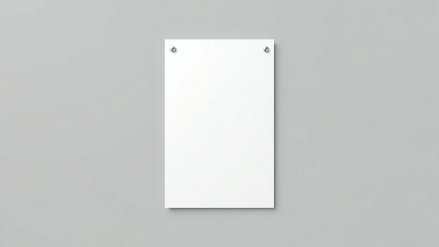 Blank white paper pinned to a light gray wall with silver thumbtacks