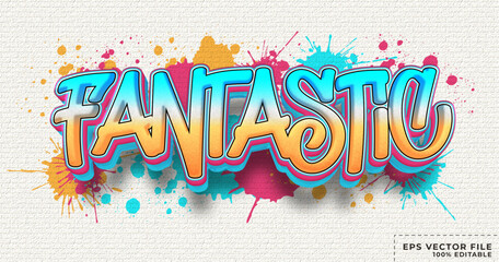 Fantastic text, 3D colorful graffiti, editable text effect