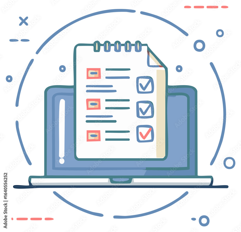 Poster online checklist form displayed on laptop screen for digital survey or to-do list completion