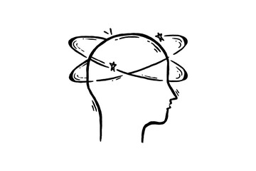 Hand drawn Headache dizzy line icon illustration