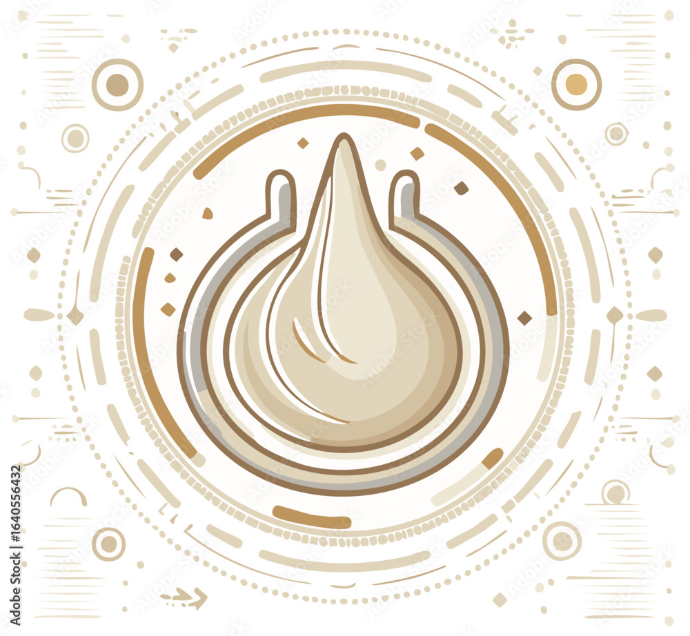 Poster abstract beige icon design with decorative circular elements and elegant artistic lines
