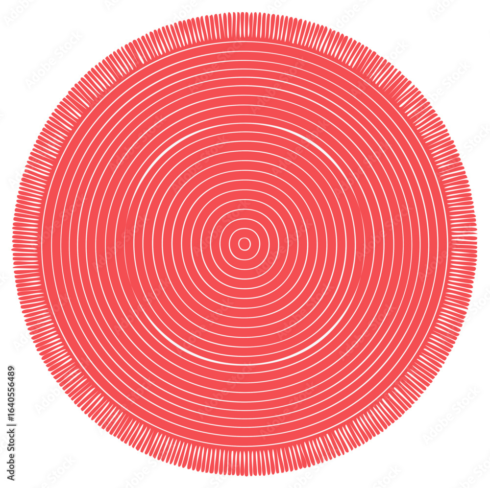 Poster red circle with fringe, concentric pattern. abstract circular design with a fringe detail, decorativ