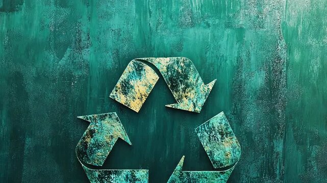 Recycle symbol promoting environmental sustainability on textured background