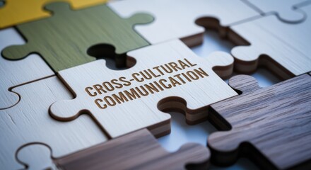 Cross-cultural Communication Puzzle Pieces Connecting, Concept for Global Business, Teamwork, Diversity, and International Relations