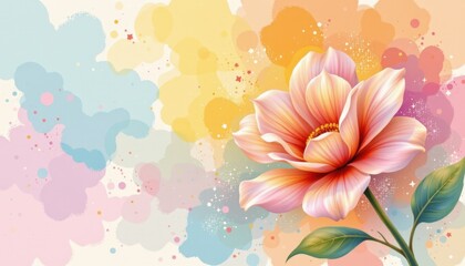 Obraz premium A whimsical poster card layout that radiates warmth and affection, celebrating the essence of love and joy, Envision a delicate watercolor illustration of a dogrose flower