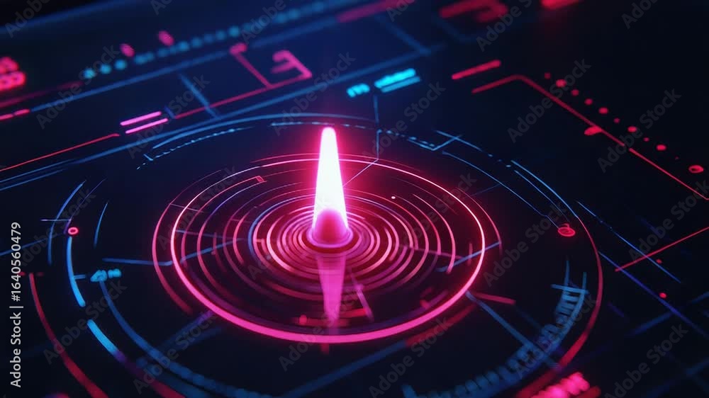 Aufkleber futuristic head up display showing loading status with pink and blue neon lights