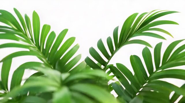 Lush green parlor palm plant flourishing on white background