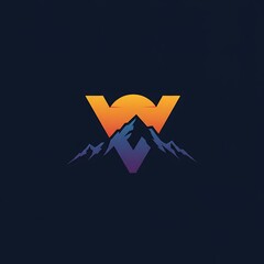 W and V monogram with mountain at sunset