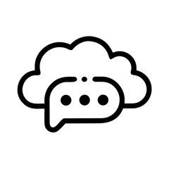 Cloud communication icon with speech bubble isolated on white background