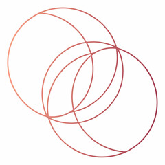 Overlapping circles in a geometric pattern isolated on white background