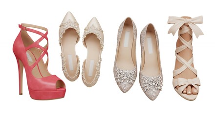 Assortment of womens shoes pastel colors