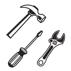 Hand tools for construction and repair isolated on white background